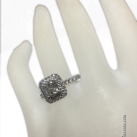 BRAND NEW Stunning 18K White Gold Halo Diamond Engagement Ring. Princess Cut. - Picture 6 of 13